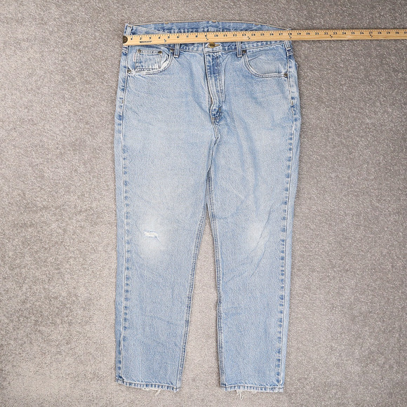 Vintage Carhartt Straight Traditional Fit 38x30 Light Wash Blue Denim Jeans - Picture 3 of 16